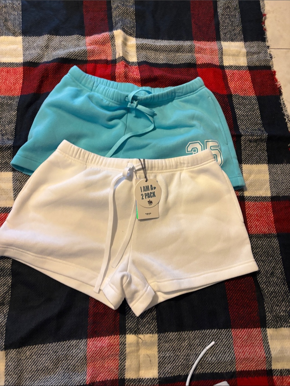 Girl's  2-Pack Bike Shorts — White & Light Blue